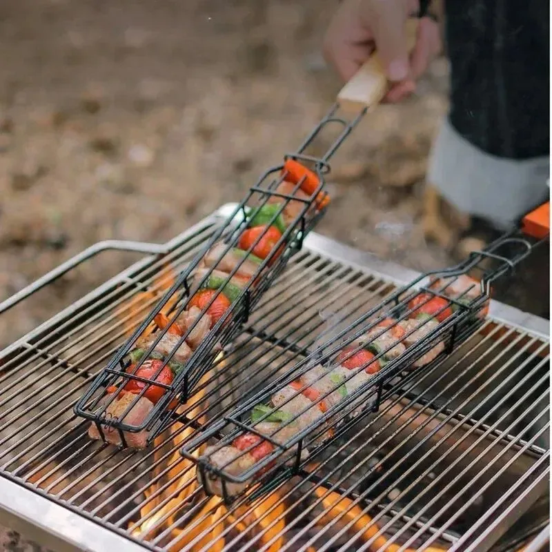 Wooden Handle BBQ Grilling Bas - Corn Dog Stick review and price